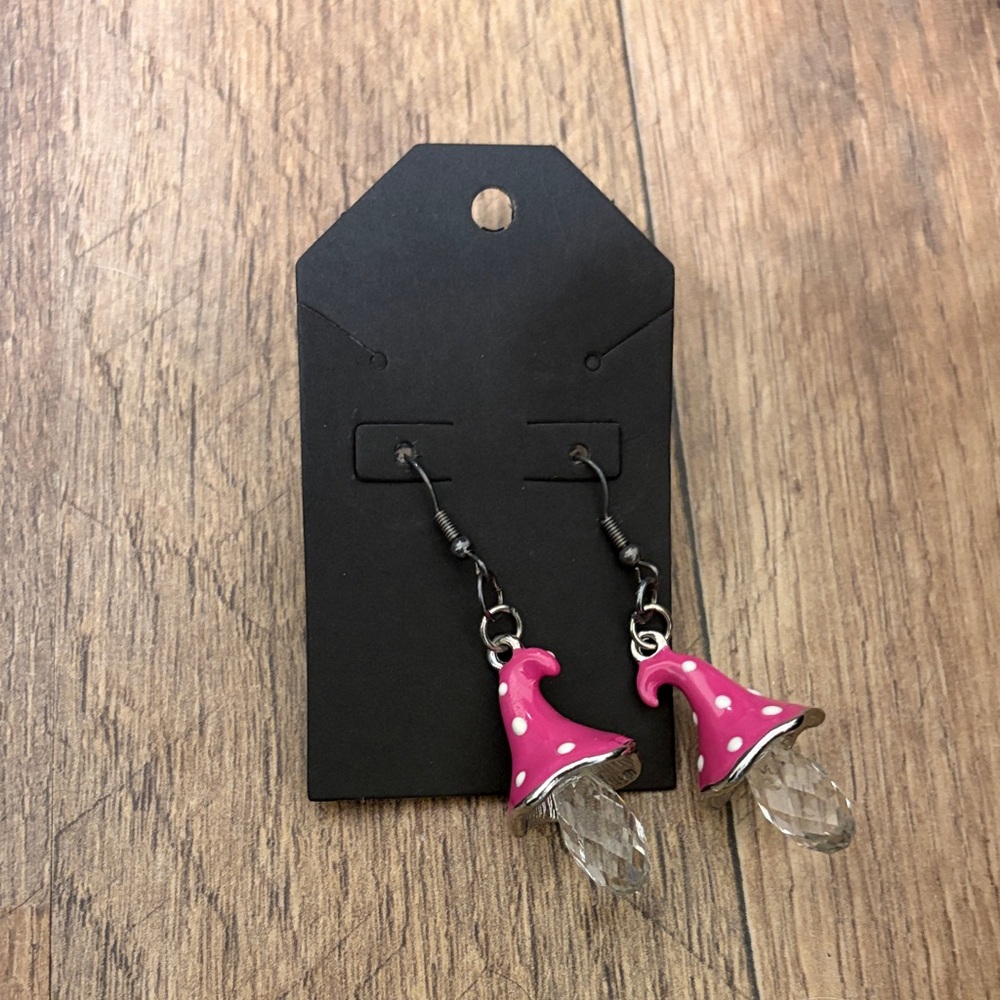 Pink Mushroom Earrings for Kids